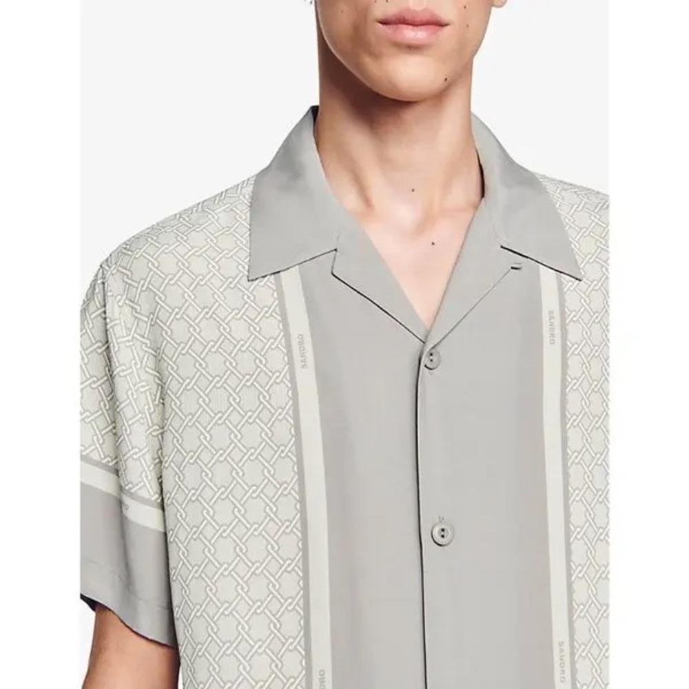 Sandro Short Sleeved Patterned Button Down Shirt … - image 2